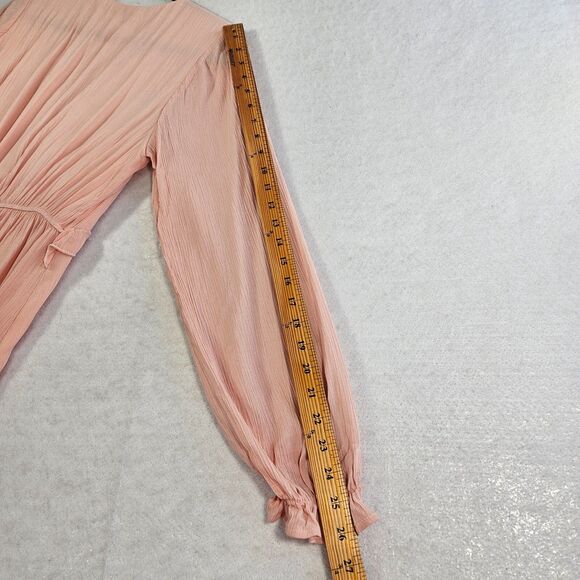 Andree by Unit Dress Women S Pastel Peach Pink Ruffle Long Sleeve Stretch Chic - Picture 13 of 16